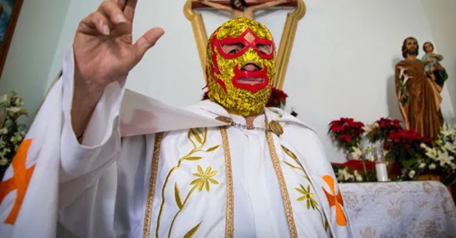 “The Jack Black film 'Nacho Libre' is loosely based on the life of Fray Tormenta (Father Storm), a Mexican priest who supported his orphanage as a lucha libre wrestler for 23 years. He still wears his mask during his priestly duties.”